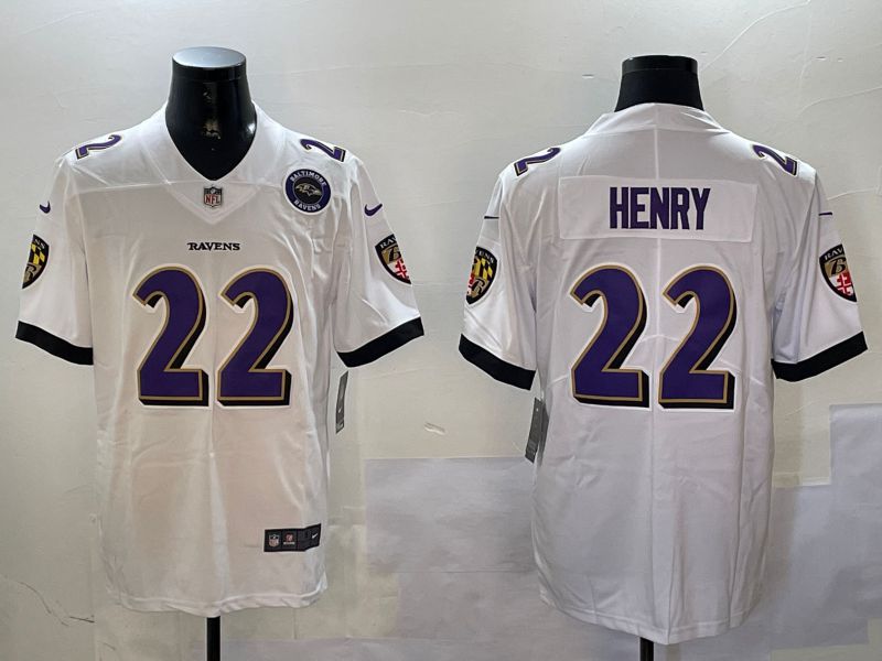 Men Baltimore Ravens #22 Henry White Second generation 2024 Nike Limited NFL Jersey style 2